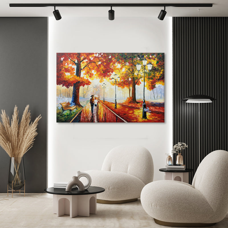 Autumn Promenade - Hand Painted Romantic Park Landscape Artwork - Assorted Sizes - AC9061