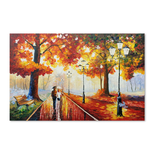 Autumn Promenade - Hand Painted Romantic Park Landscape Artwork - Assorted Sizes - AC9061