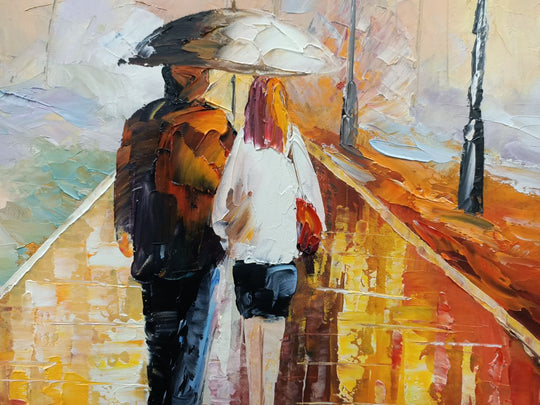 Autumn Promenade - Hand Painted Romantic Park Landscape Artwork - Assorted Sizes - AC9061
