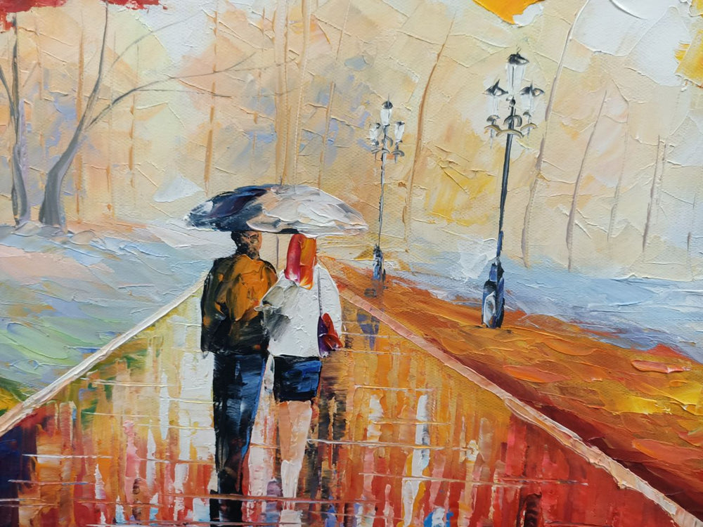 Autumn Promenade - Hand Painted Romantic Park Landscape Artwork - Assorted Sizes - AC9061