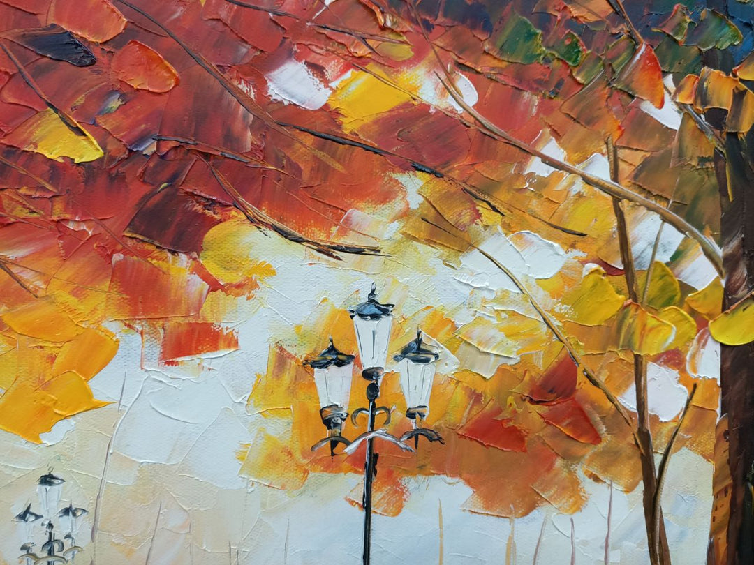 Autumn Promenade - Hand Painted Romantic Park Landscape Artwork - Assorted Sizes - AC9061