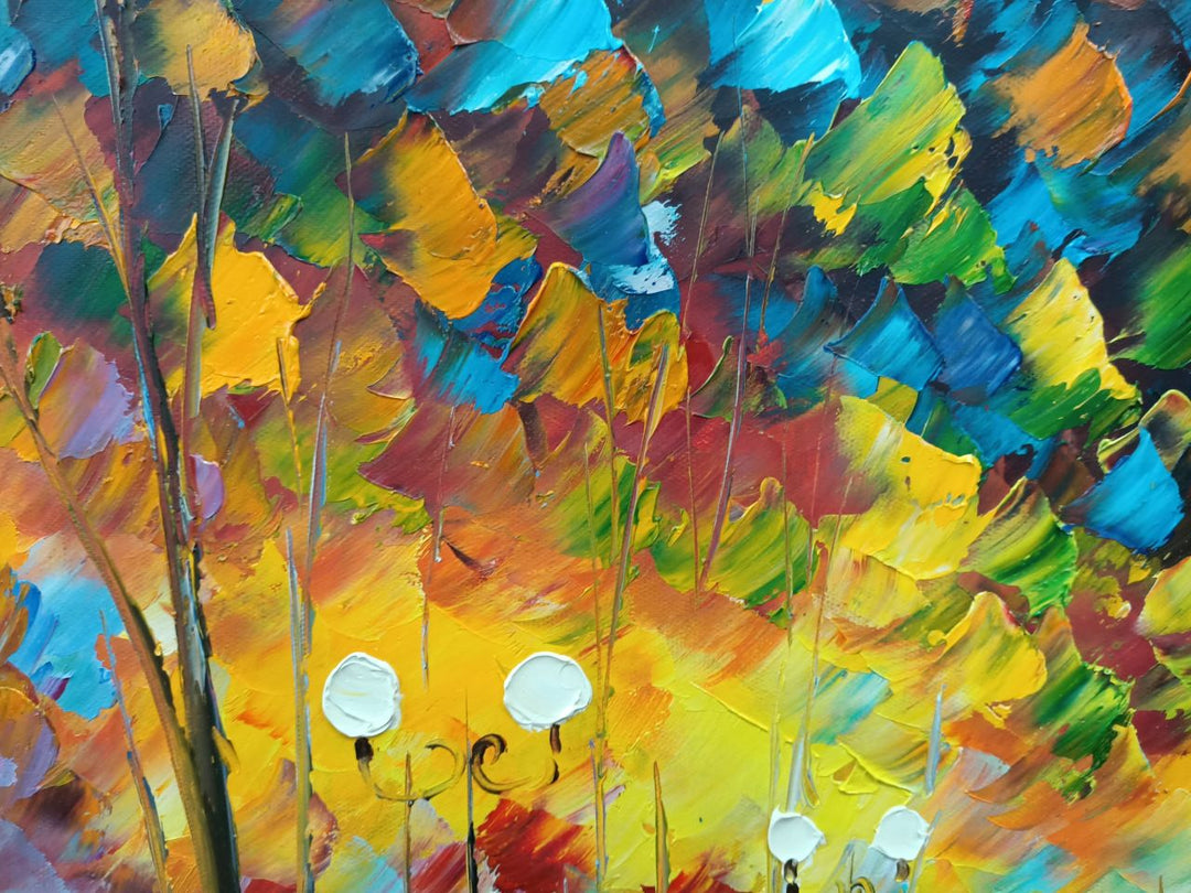 Autumn Evening Stroll - Hand Painted Park Landscape Artwork 60x120cm - AC9071