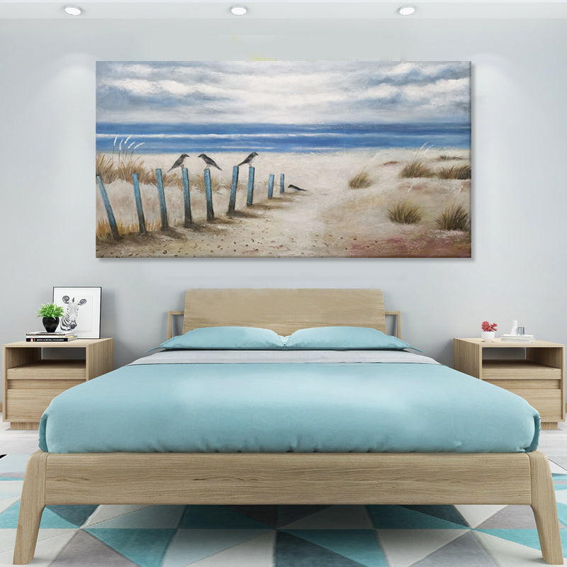 Coastal Calm - Hand Painted Beach Landscape Artwork 100x200cm - AC928