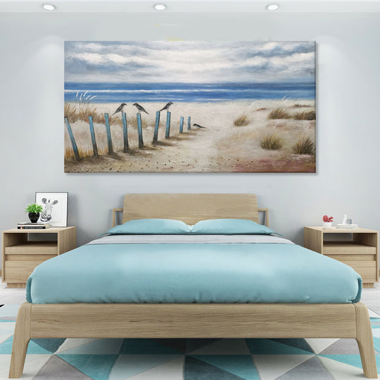Coastal Calm - Hand Painted Beach Landscape Artwork 100x200cm - AC928