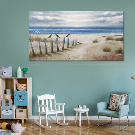 Coastal Calm - Hand Painted Beach Landscape Artwork 100x200cm - AC928