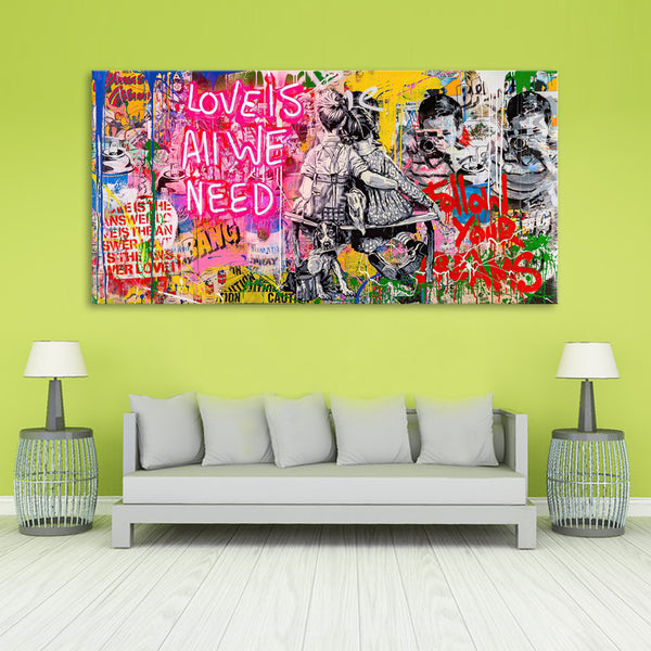 Banksy - All We Need is Love - Ready to hang Canvas Print - CN465-60x120cm