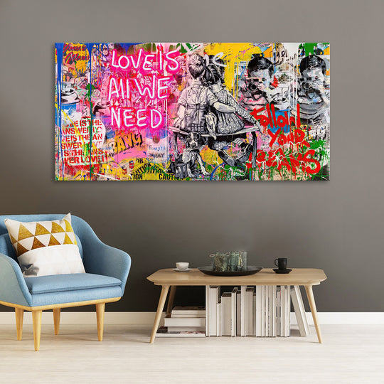 Banksy - All We Need is Love - Ready to hang Canvas Print - CN465