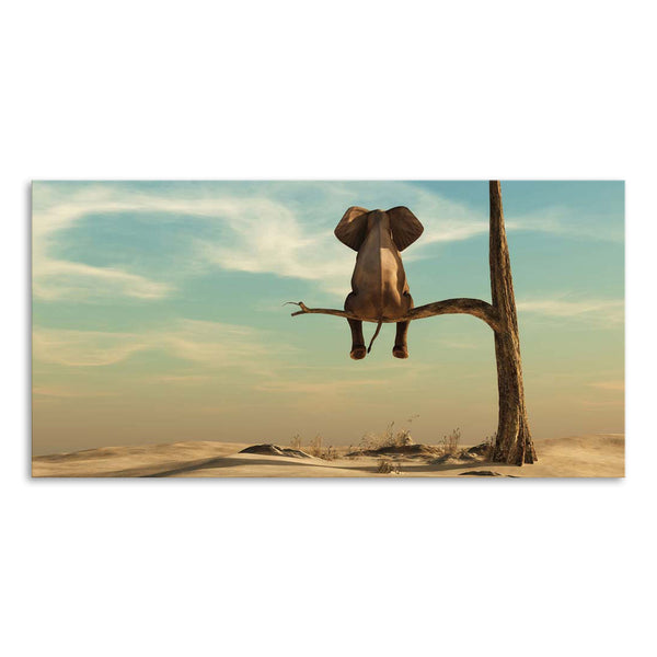 Elephant on a Tree - Ready to hang Canvas Print - CN469 - 60x120cm
