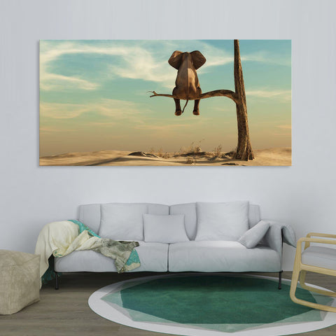 Elephant on a Tree - Ready to hang Canvas Print - CN469 - 60x120cm