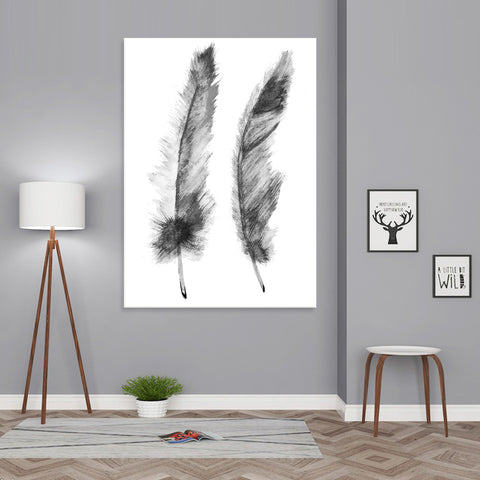 Gray Feathers - Ready to Hang Canvas Print - CN515 - 50x70cm