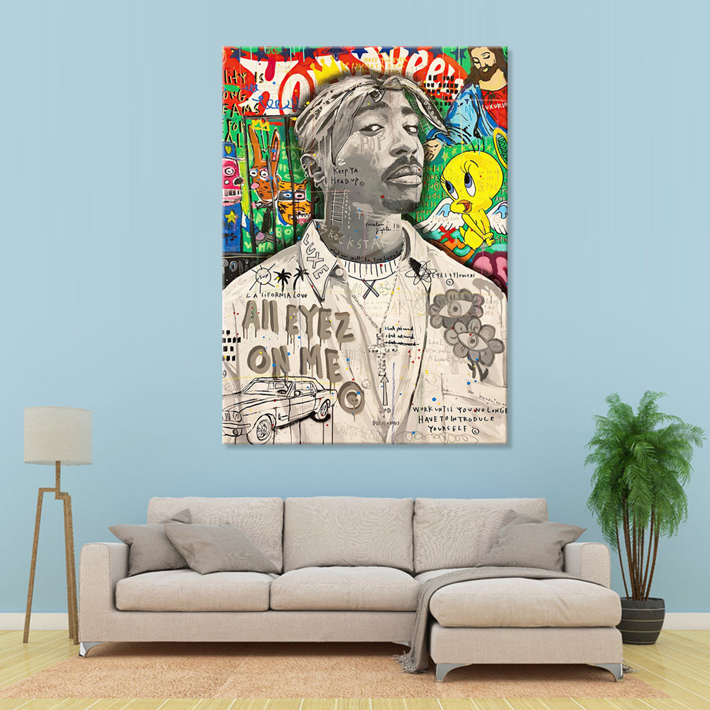 Tupac Street Art - Canvas Art Print - CN561 - 50x70cm