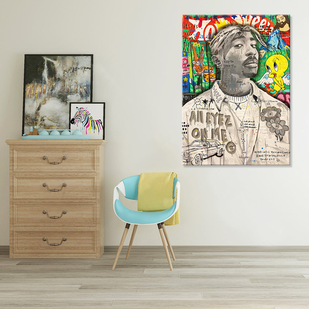 Tupac Street Art - Canvas Art Print - CN561 - 50x70cm