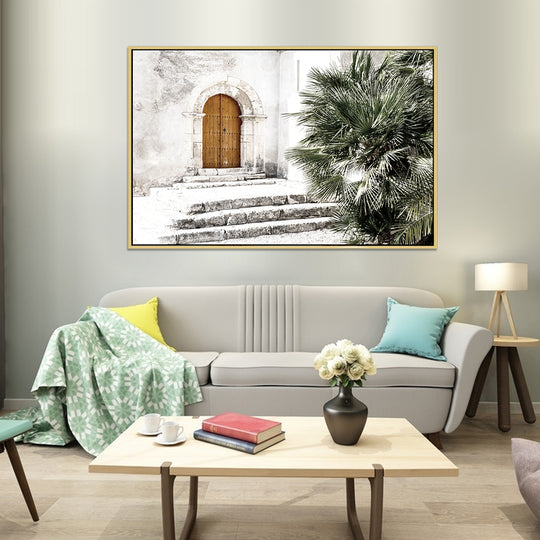 Door by Palms - Shadow Framed Art - CNL351 - 80x120cm
