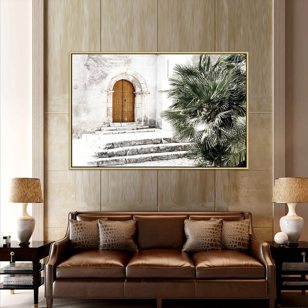 Door by Palms - Shadow Framed Art - CNL351 - 80x120cm