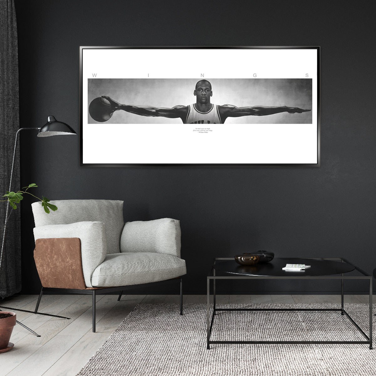 Michael Jordan Wings Shadow Framed Art CNL357 60x120cm