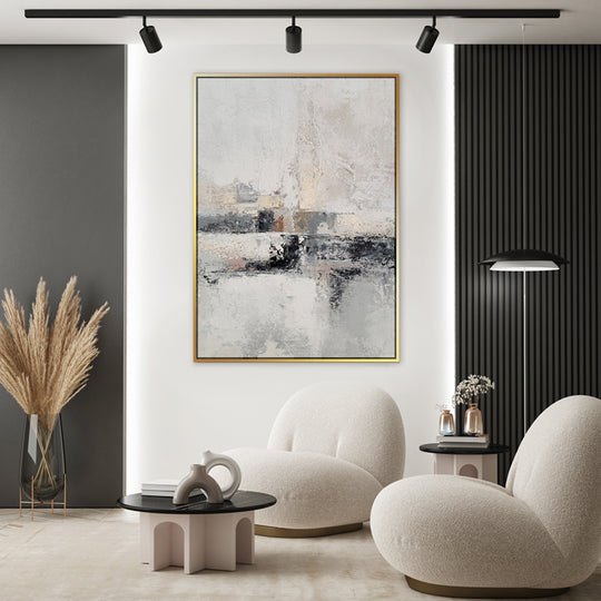 Neutral Contentment - Embellished Art with Gold Floating Frame - CNL420 - 75x100cm