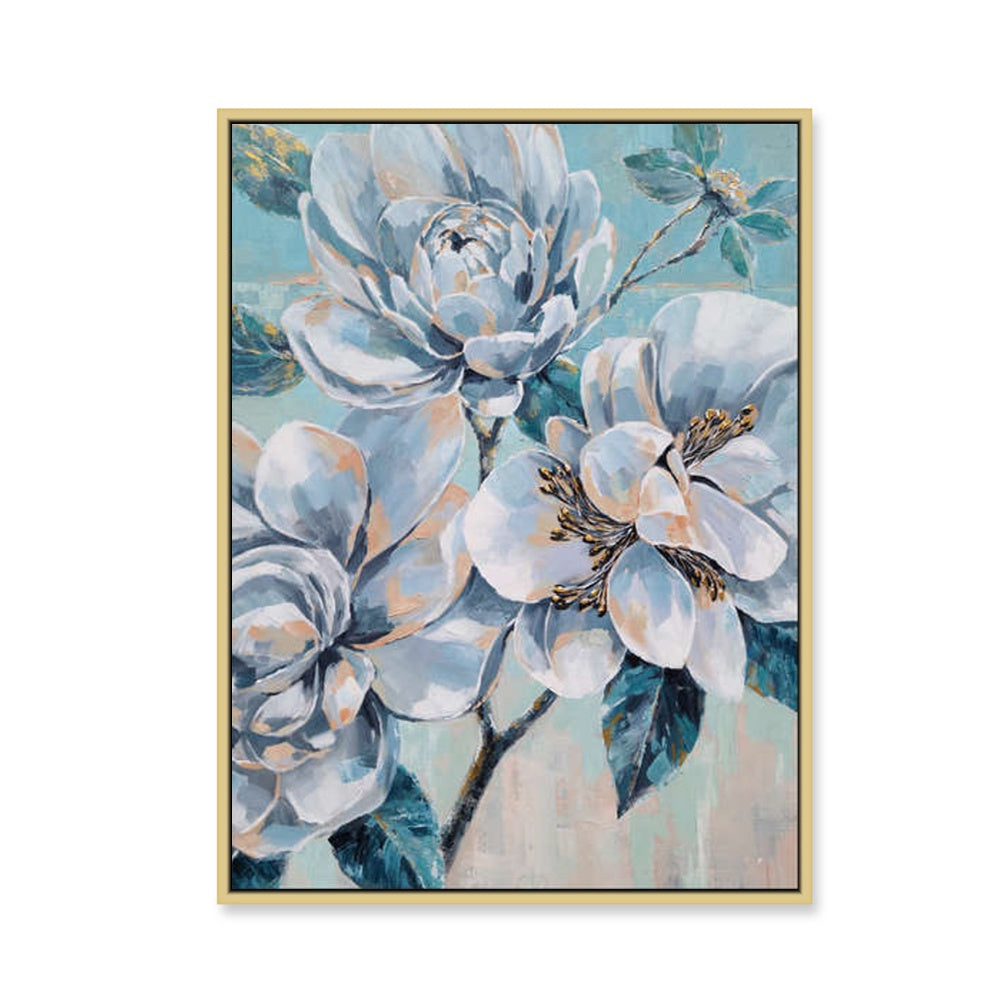 Blossoms in Blue Elegance - Embellished Art with Shadow Frame - CNL450 - 80x120cm