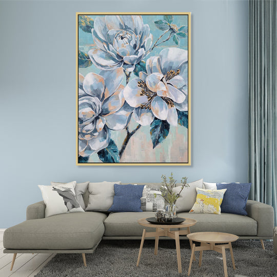 Blossoms in Blue Elegance - Embellished Art with Shadow Frame - CNL450 - 80x120cm