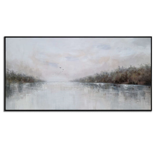 Misty River Serenity - Embellished Art with Shadow Frame - CNL453 - 80x150cm