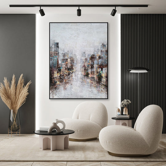 City Lights in the Mist - Embellished Art with Shadow Frame - CNL457 - 75x100cm