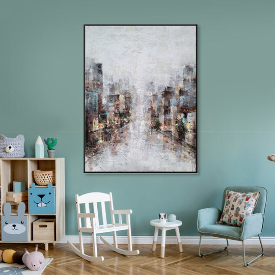 City Lights in the Mist - Embellished Art with Shadow Frame - CNL457 - 75x100cm