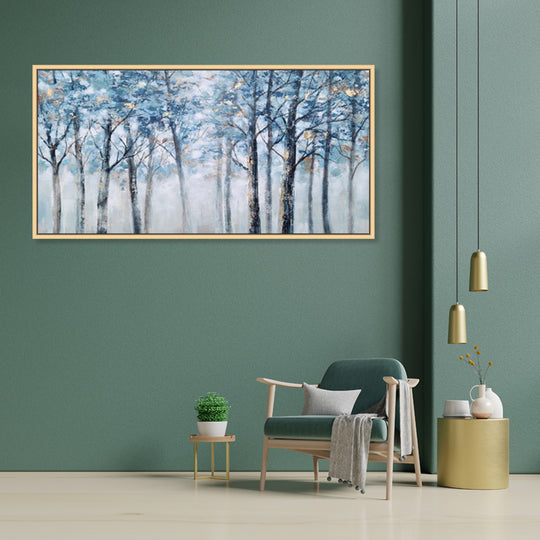 Misty Blue Forest - Embellished Art with Shadow Frame - CNL472 - 80x150cm