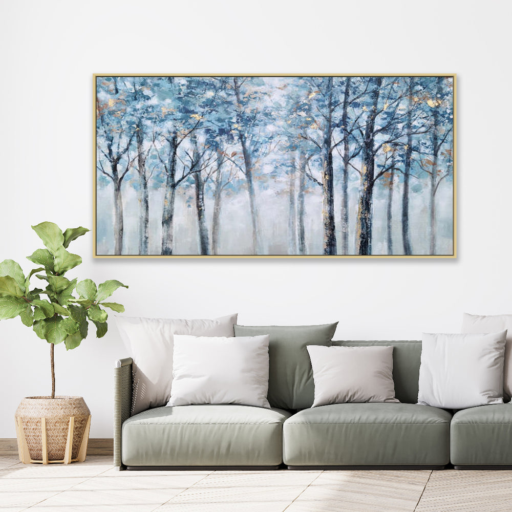 Misty Blue Forest - Embellished Art with Shadow Frame - CNL472 - 80x150cm