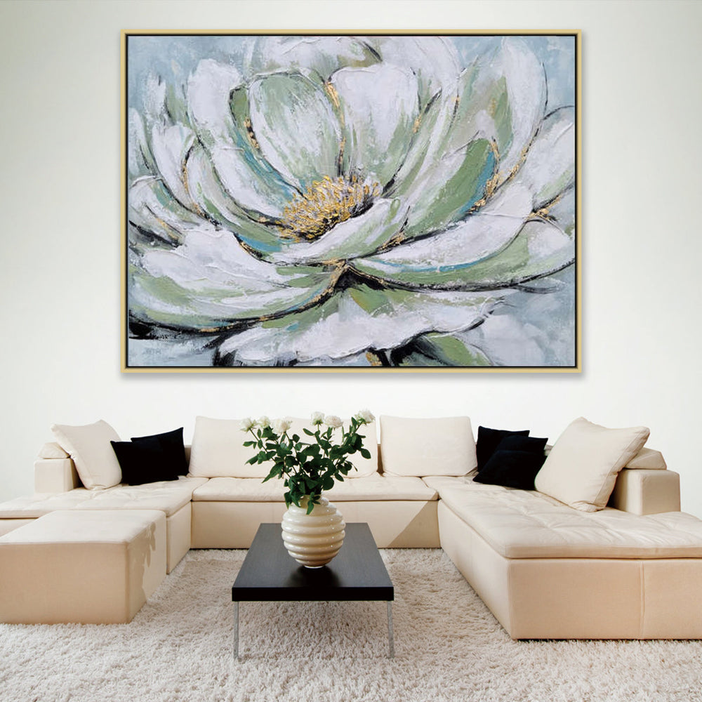 Blooming Lotus Elegance - Embellished Art with Shadow Frame - CNL473 - 80x120