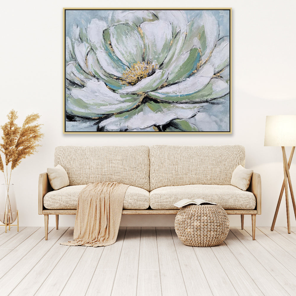 Blooming Lotus Elegance - Embellished Art with Shadow Frame - CNL473 - 80x120