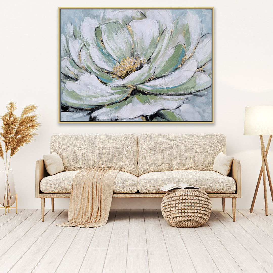 Blooming Lotus Elegance - Embellished Art with Shadow Frame - CNL473 - 80x120