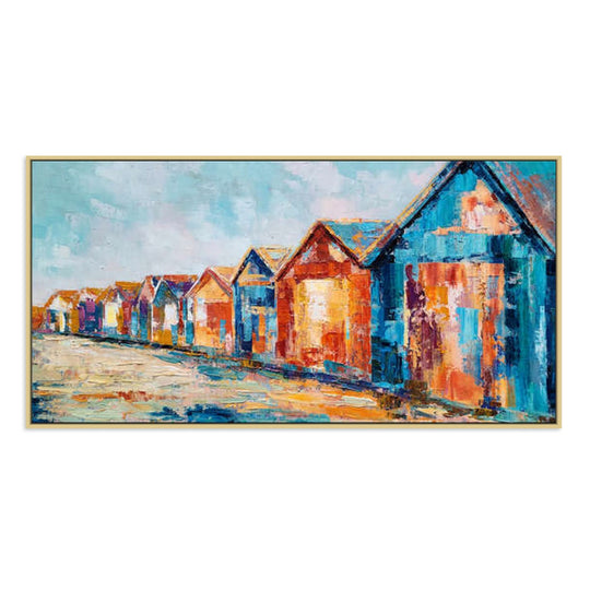 Coastal Colour Huts - Embellished Art with Shadow Frame - CNL474 - Asst Sizes