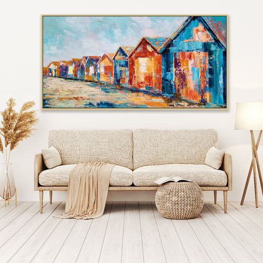 Coastal Colour Huts - Embellished Art with Shadow Frame - CNL474 - Asst Sizes