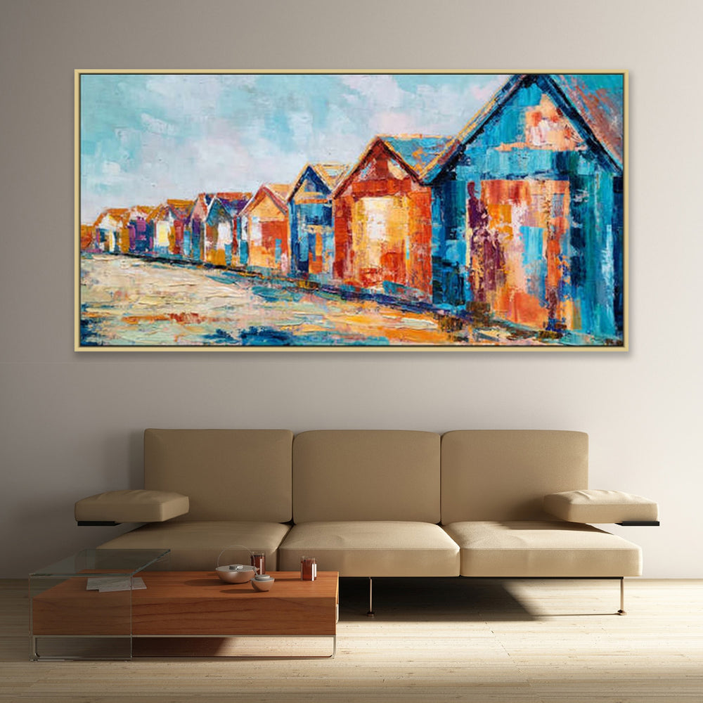 Coastal Colour Huts - Embellished Art with Shadow Frame - CNL474 - Asst Sizes