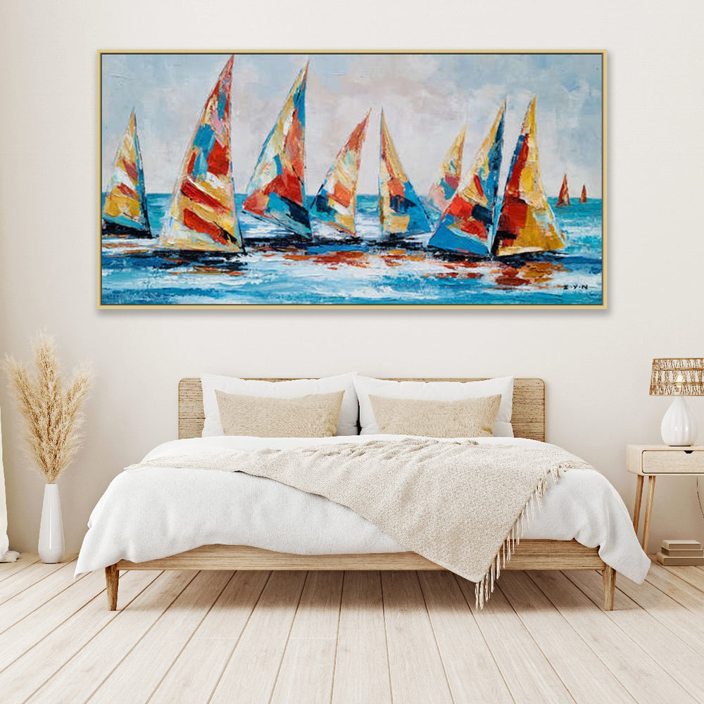 Regatta of Colours - Embellished Art with Shadow Frame - CNL476 - Asst Sizes