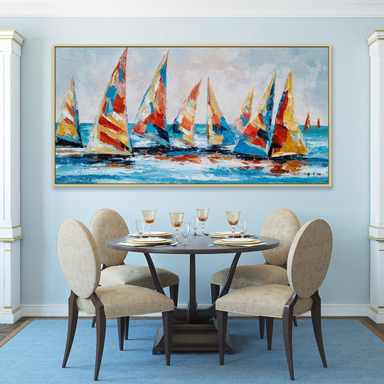 Regatta of Colours - Embellished Art with Shadow Frame - CNL476 - Asst Sizes