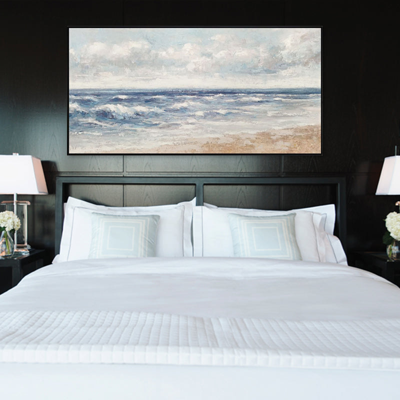 Gentle Ocean Waves - Embellished Coastal Canvas Art with Black Frame - Assorted Sizes - CNL478