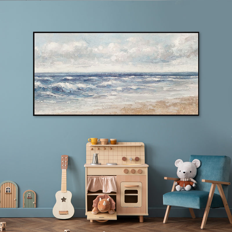 Gentle Ocean Waves - Embellished Coastal Canvas Art with Black Frame - Assorted Sizes - CNL478