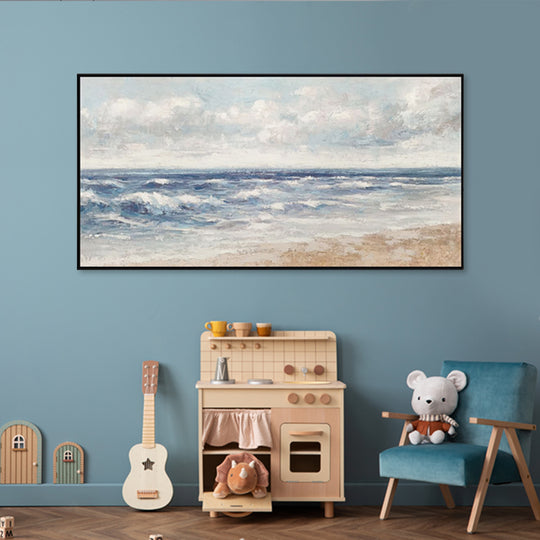 Gentle Ocean Waves - Embellished Coastal Canvas Art with Black Frame - Assorted Sizes - CNL478