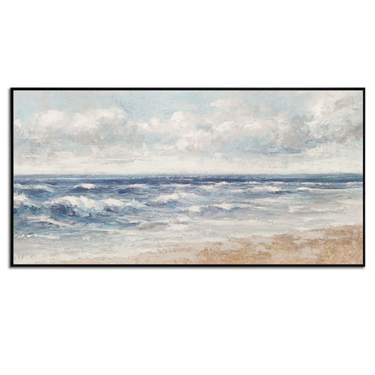 Gentle Ocean Waves - Embellished Coastal Canvas Art with Black Frame - Assorted Sizes - CNL478