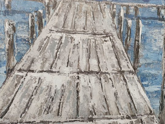 Coastal Jetty Escape - Embellished Canvas Art with Black Frame - 80x150cm - CNL480
