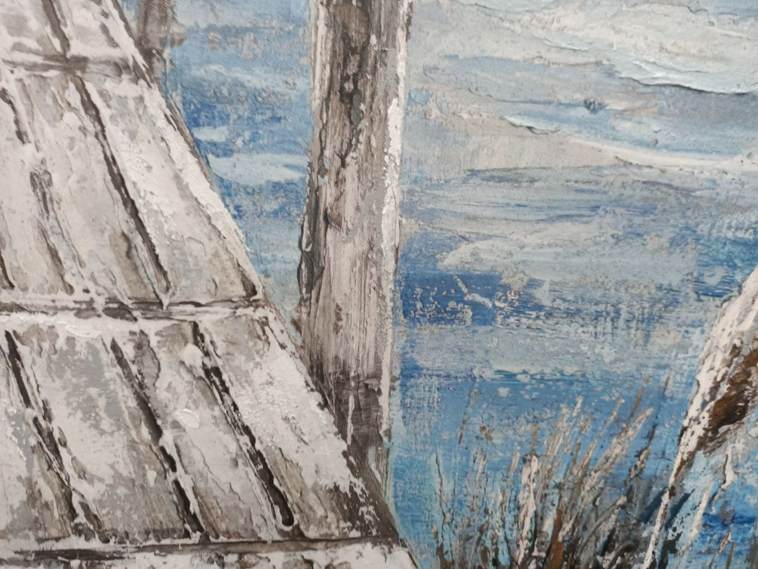Coastal Jetty Escape - Embellished Canvas Art with Black Frame - 80x150cm - CNL480