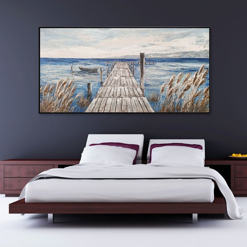Coastal Jetty Escape - Embellished Canvas Art with Black Frame - 80x150cm - CNL480