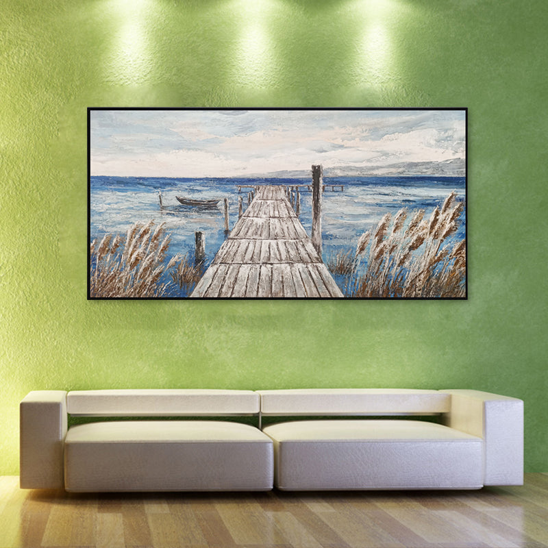 Coastal Jetty Escape - Embellished Canvas Art with Black Frame - 80x150cm - CNL480