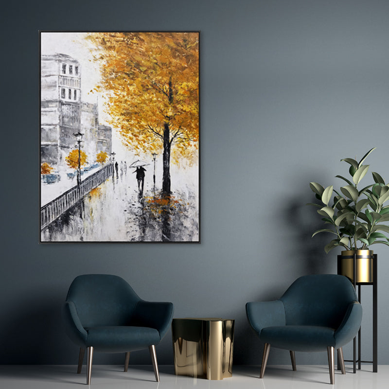 Golden Autumn Stroll - Embellished Canvas Art in Black Frame - 100x150cm - CNL484