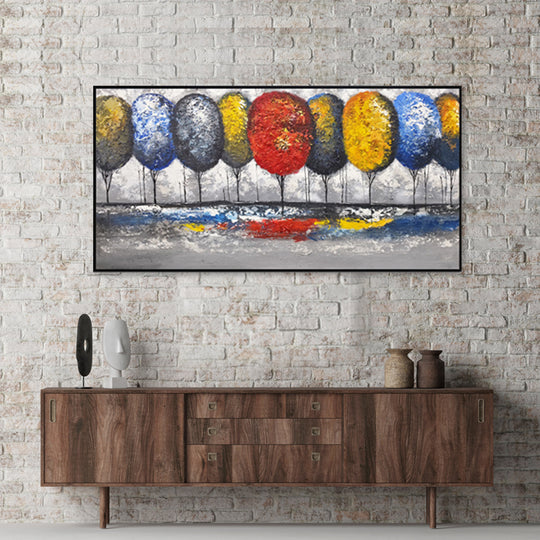 Vibrant Grove - Embellished Canvas Art in Black Frame - 80x150cm - CNL485