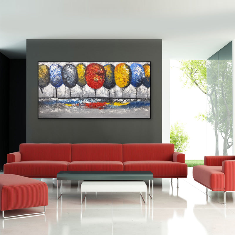 Vibrant Grove - Embellished Canvas Art in Black Frame - 80x150cm - CNL485