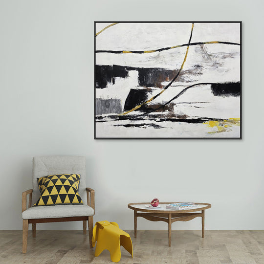 Monochrome Flow - Embellished Canvas Art in Black Frame - 100x120cm - CNL493