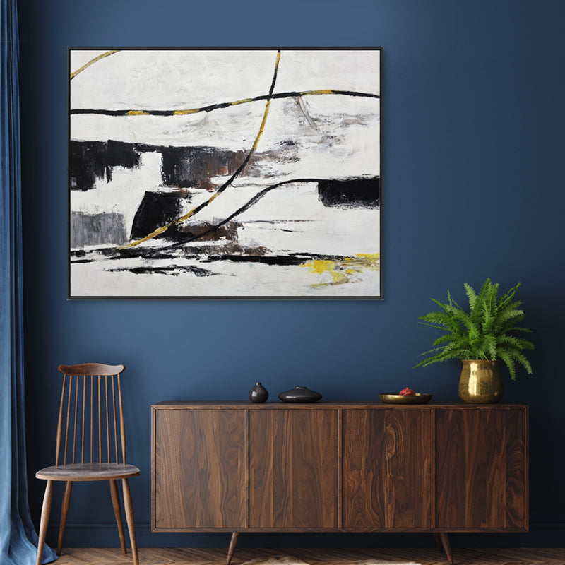 Monochrome Flow - Embellished Canvas Art in Black Frame - 100x120cm - CNL493