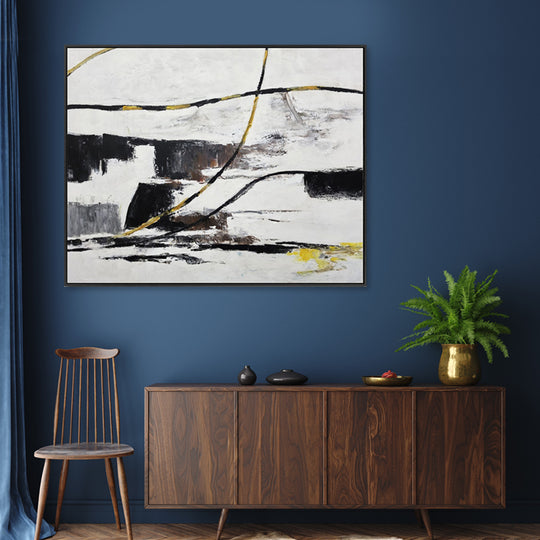 Monochrome Flow - Embellished Canvas Art in Black Frame - 100x120cm - CNL493