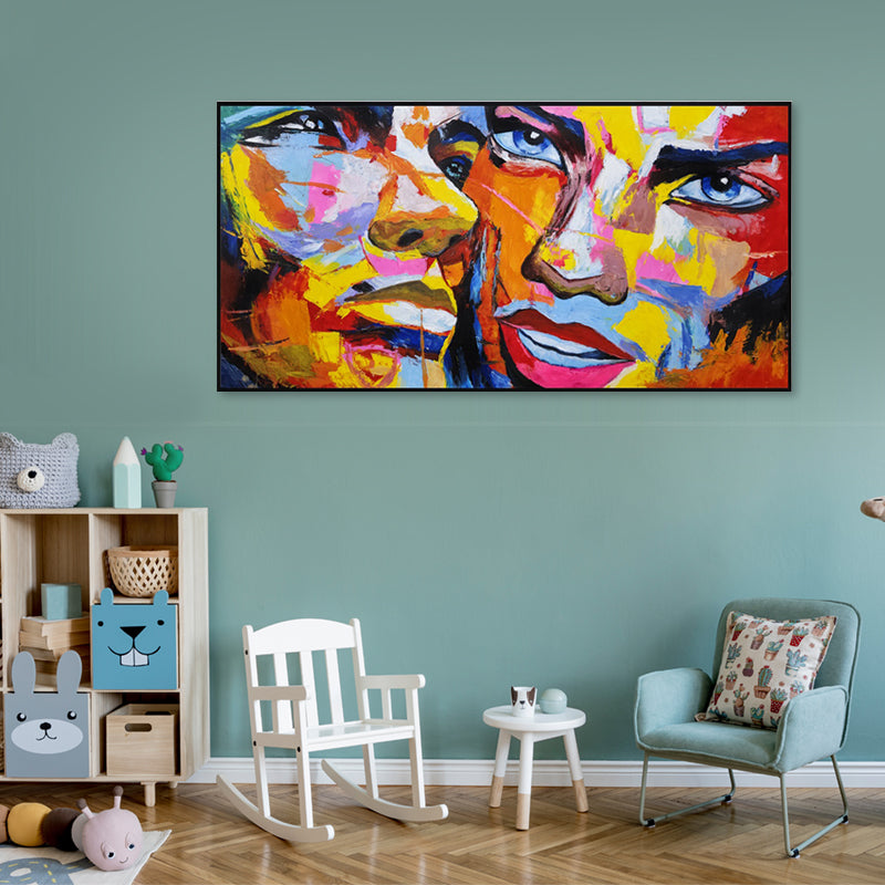 Vibrant Faces - Embellished Canvas Art in Black Frame - 80x150cm - CNL495